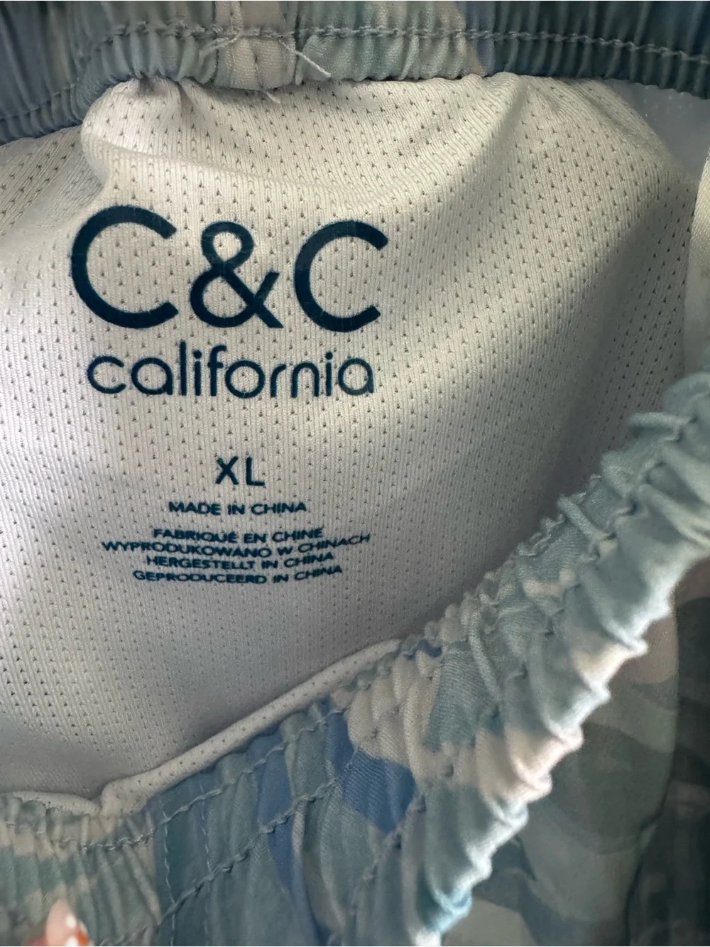C & C California Men's Light Blue Tropical Print Swim Trunks Size 2XL Summer